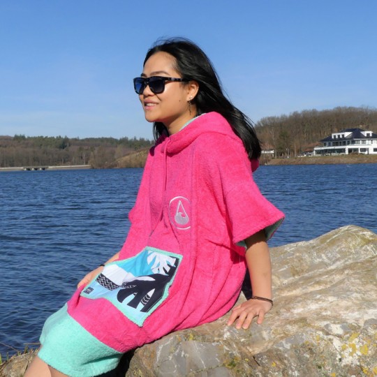 Pink Wave Beach Poncho