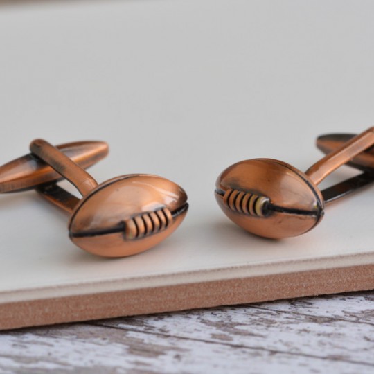 Rugby Ball Cufflinks Antique Copper Finish