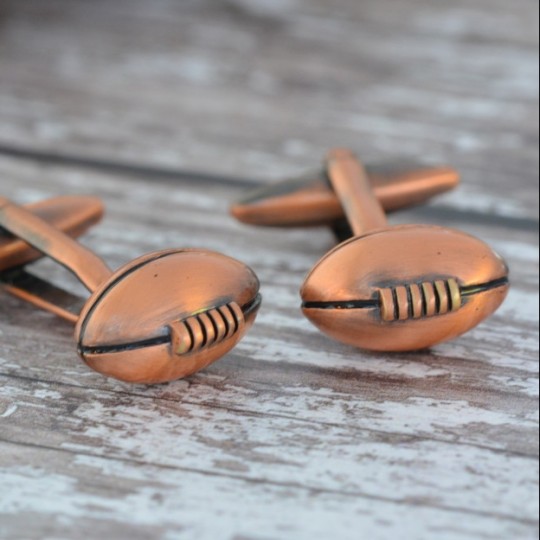 Rugby Ball Cufflinks Antique Copper Finish