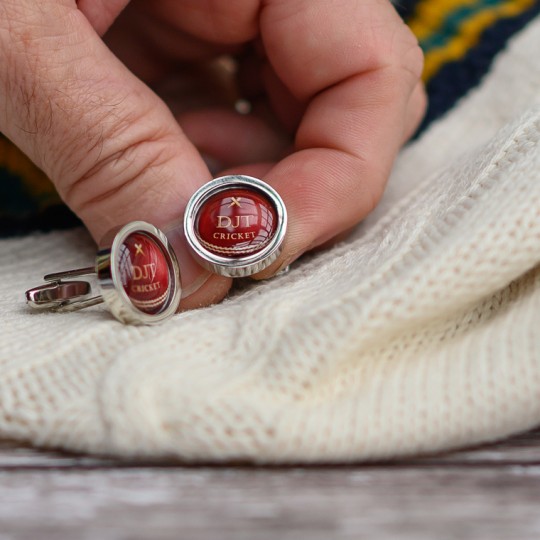 Personalised Cricket Ball Cufflinks