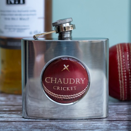 Personalised Cricket Ball Hip Flask