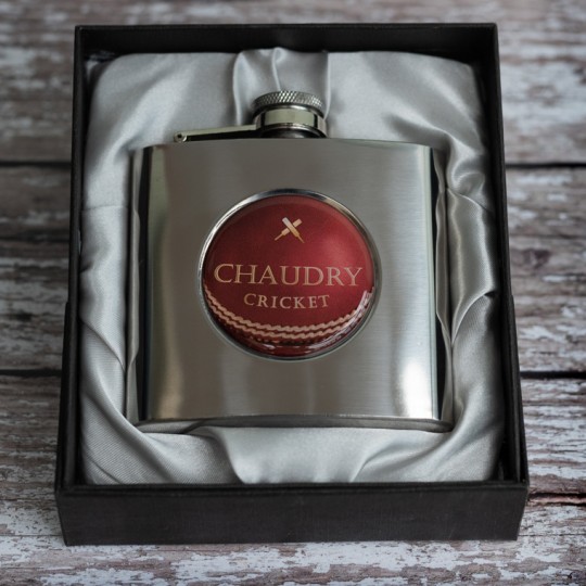 Personalised Cricket Ball Hip Flask