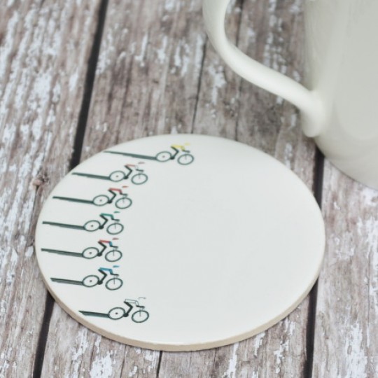 Racing Cyclist Ceramic Coaster