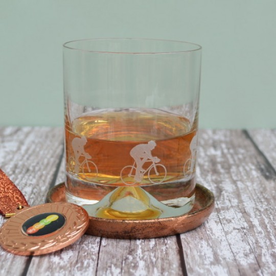 Etched Glass Cyclist Tumbler
