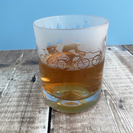 Etched Glass Cyclist Tumbler