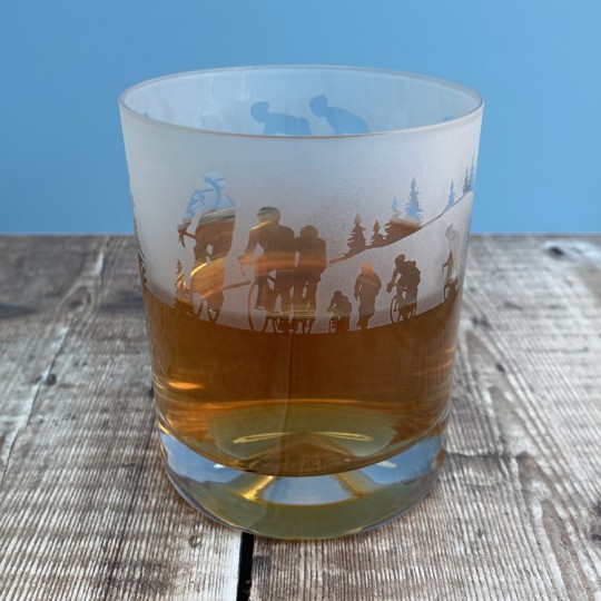 Etched Glass Cyclist Tumbler