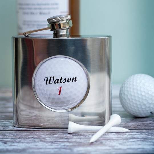 Personalised Golf Ball Hip Flask