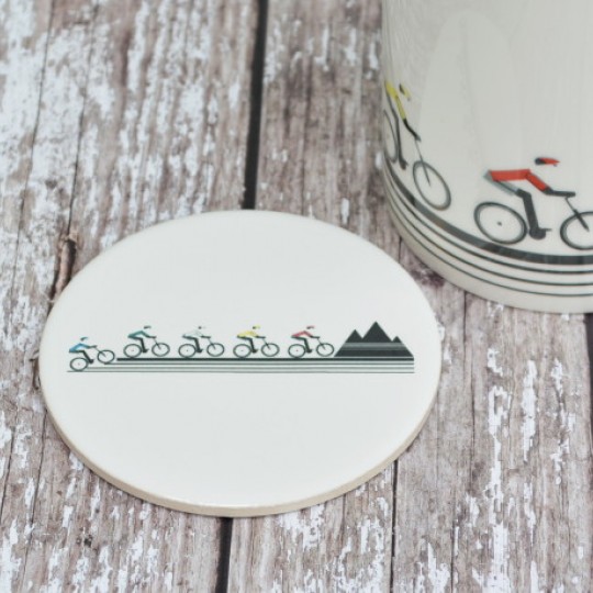 Mountain Biker Ceramic Coaster