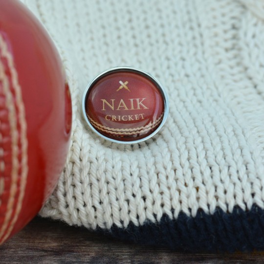 Personalised Cricket Ball Lapel Pin Badge