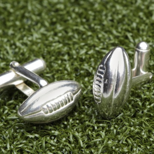 Solid Silver Rugby Ball Cufflinks