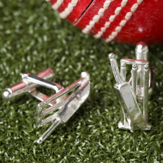 Solid Silver Cricket Cufflinks