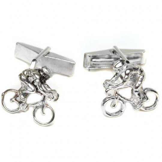 Solid Silver Cyclist Cufflinks