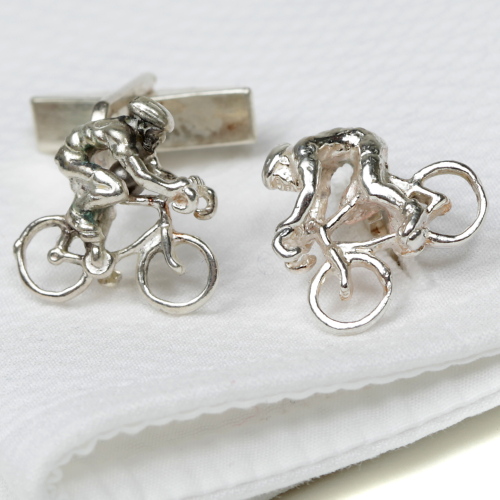 Solid Silver Cyclist Cufflinks
