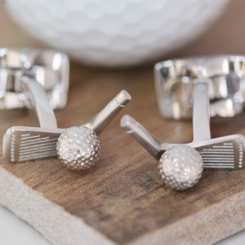 Rhodium Golf Club and Ball Cufflinks