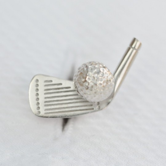 Rhodium Golf Club and Ball Cufflinks