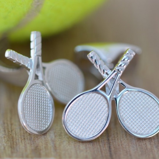 Rhodium Tennis Racquet Cufflinks