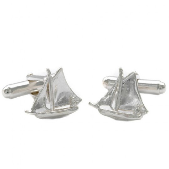 Solid Silver Sailing Boat Cufflinks