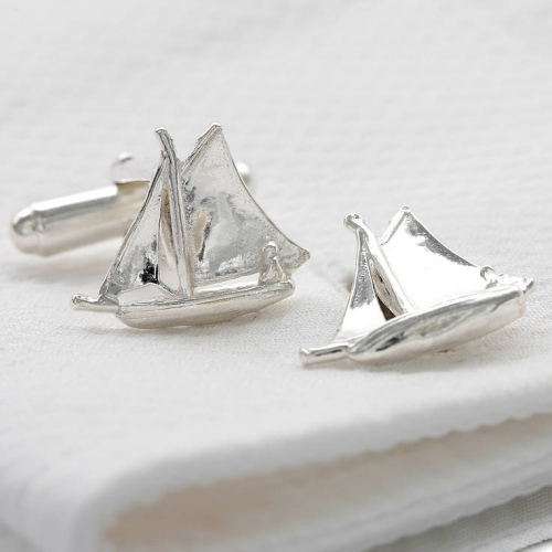 Solid Silver Sailing Boat Cufflinks