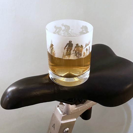 Etched Glass Cyclist Tumbler