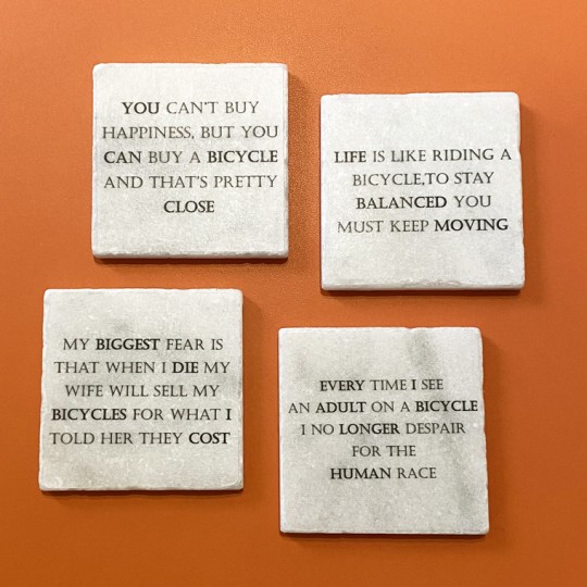 Cycling Quotes set of Coasters