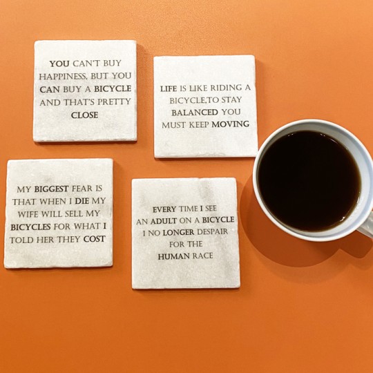 Cycling Quotes set of Coasters