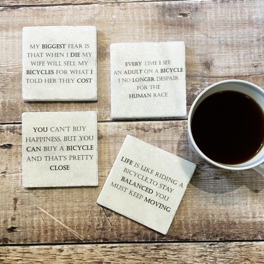 Cycling Quotes set of Coasters