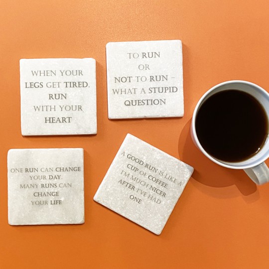 Running Quotes set of Coasters