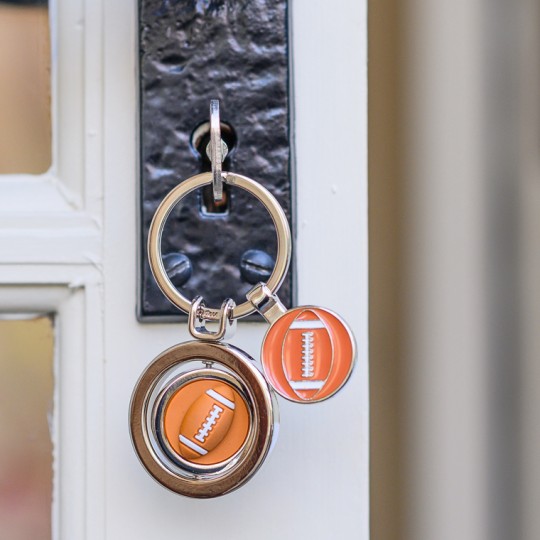 Personalised Spinning Rugby keyring