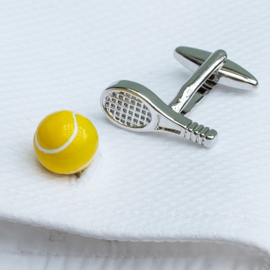 Tennis Raquet and Ball Cufflinks