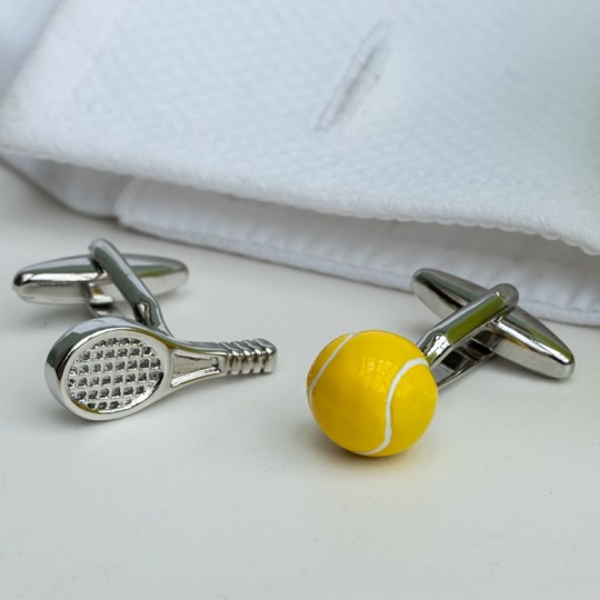 Tennis Raquet and Ball Cufflinks