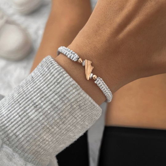 Braided Runners Bracelet - Grey/Rose gold