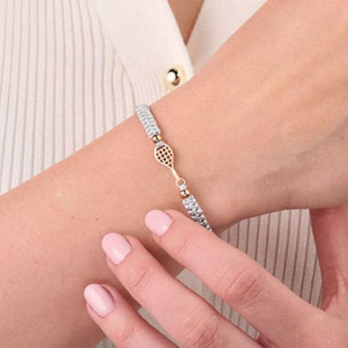 Braided Tennis Bracelet - Grey/Rose gold