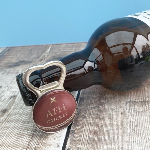 Personalised Cricket Ball Bottle Opener