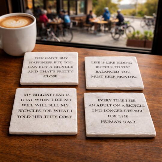 Cycling Quotes set of Coasters