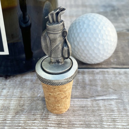 Pewter Golf Bag Bottle Stopper