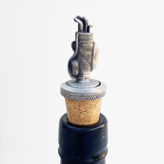 Pewter Golf Bag Bottle Stopper