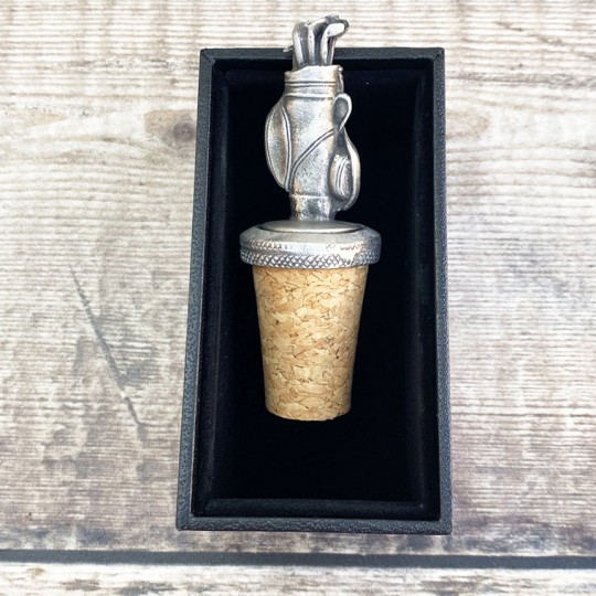 Pewter Golf Bag Bottle Stopper