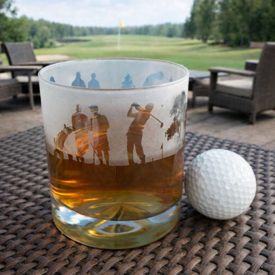 Etched Glass Golf Tumbler