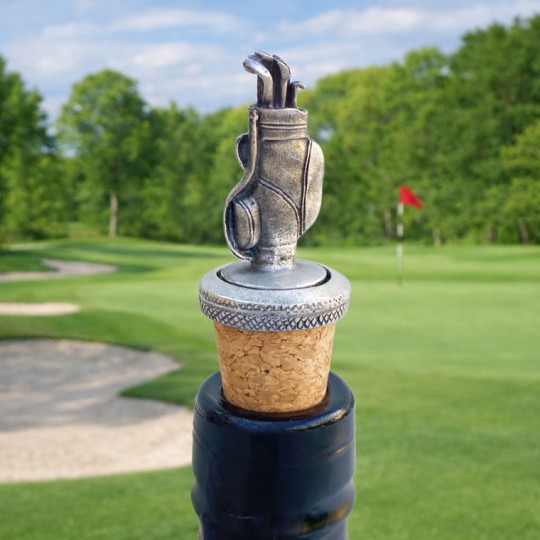 Pewter Golf Bag Bottle Stopper