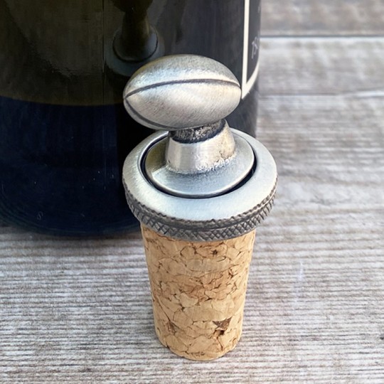 Pewter Rugby Ball Bottle Stopper Pewter Rugby Ball Bottle Stopper