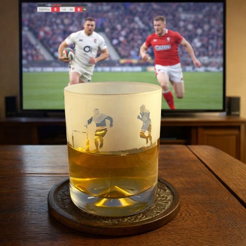 Etched Glass Rugby Tumbler Etched Glass Rugby Tumbler