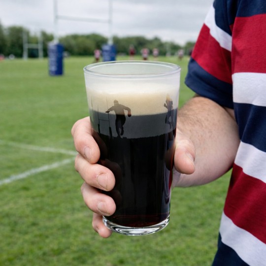 Rugby Etched Pint Glass